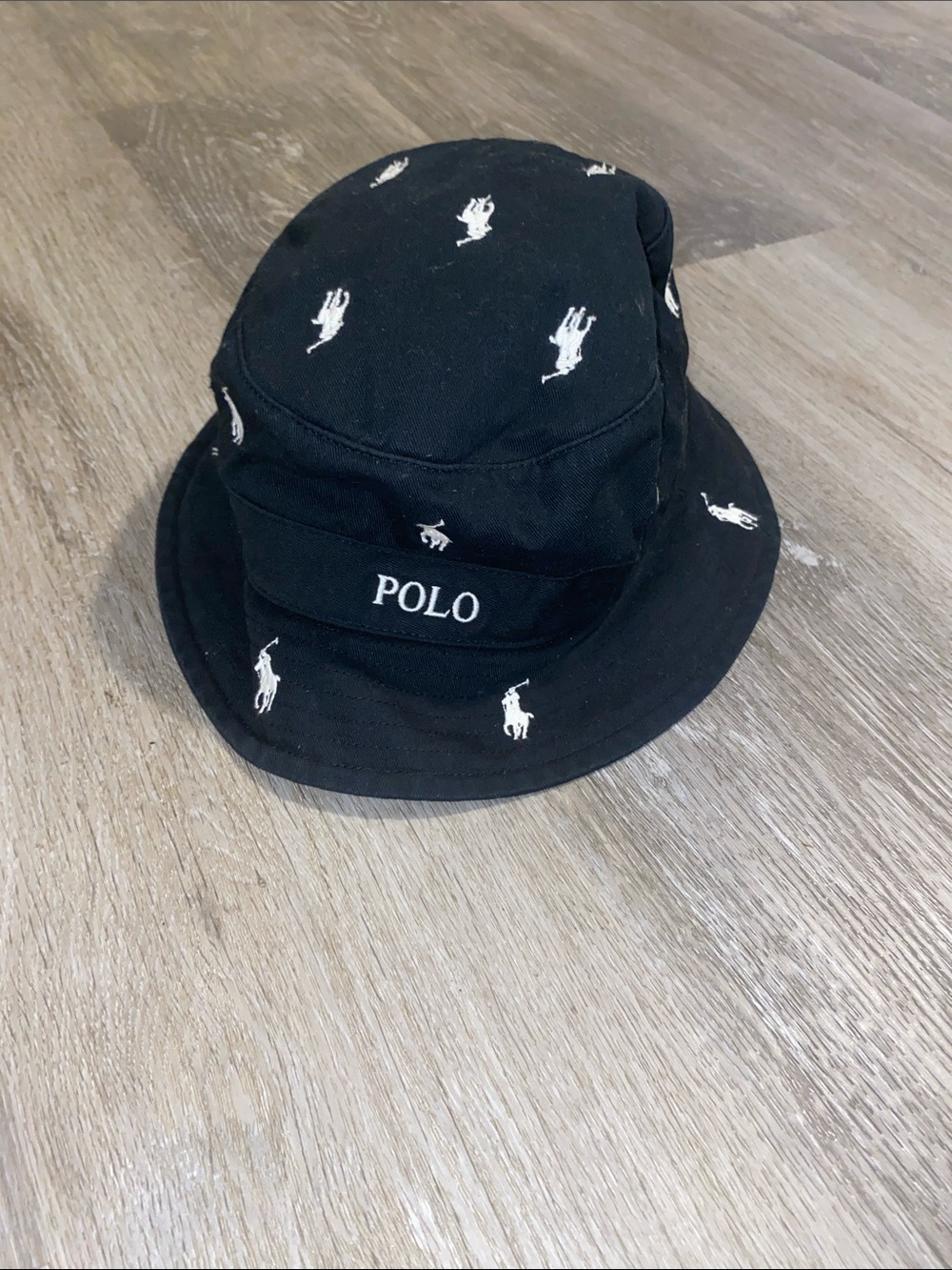 Polo by Ralph Lauren Black Bucket Hat with White Pony Logos